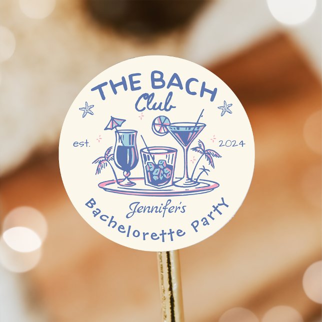 Sticker Rond Cocktail de la plage bleue Week-end EVJF (Créateur téléchargé)