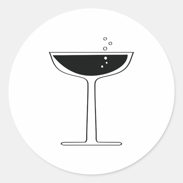 Sticker Rond Cocktail en verre Coupe Bubbly (Devant)