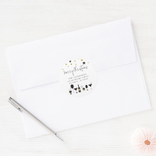 Sticker Rond Cocktails Cake Balloons Gold Black Adresse de reto