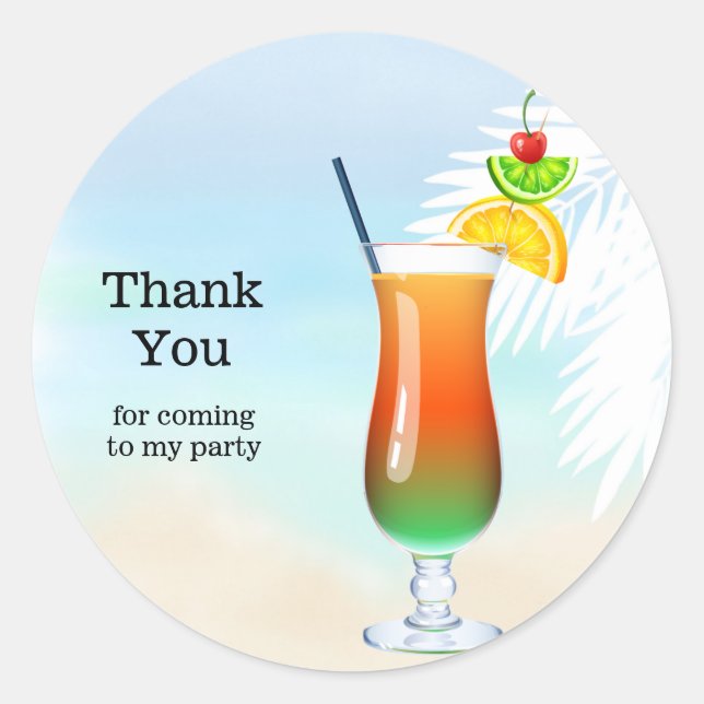 Sticker Rond Cocktails d'été (Devant)