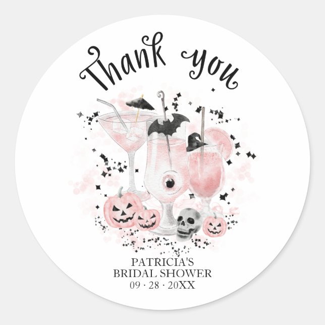 Sticker Rond Cocktails mignons Fête des mariées Halloween (Devant)