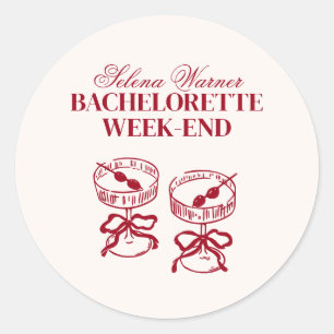 Sticker Rond Cocktails modernes Bachelorette Week-end