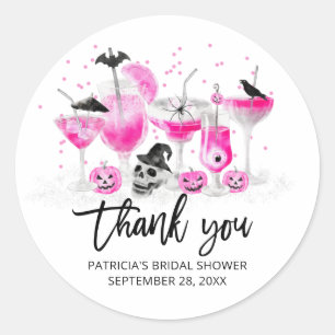 Sticker Rond Cocktails Rose Chaud Shower de Mariée Halloween 