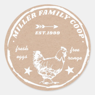 Sticker Rond coco de famille poule oeufs frais