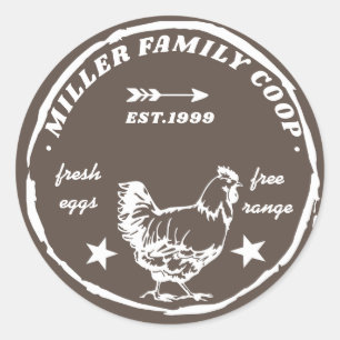 Sticker Rond coco de famille poule oeufs frais