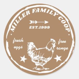Sticker Rond coco de famille poule oeufs frais