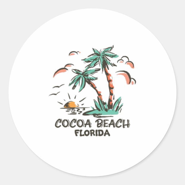 Sticker Rond Cocoa Beach - Florida - Colorful Sunset (Devant)