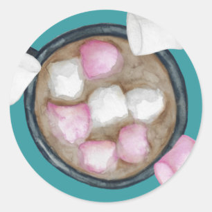Sticker Rond Cocoa marshmallows chocolat chaud bonbons hiver