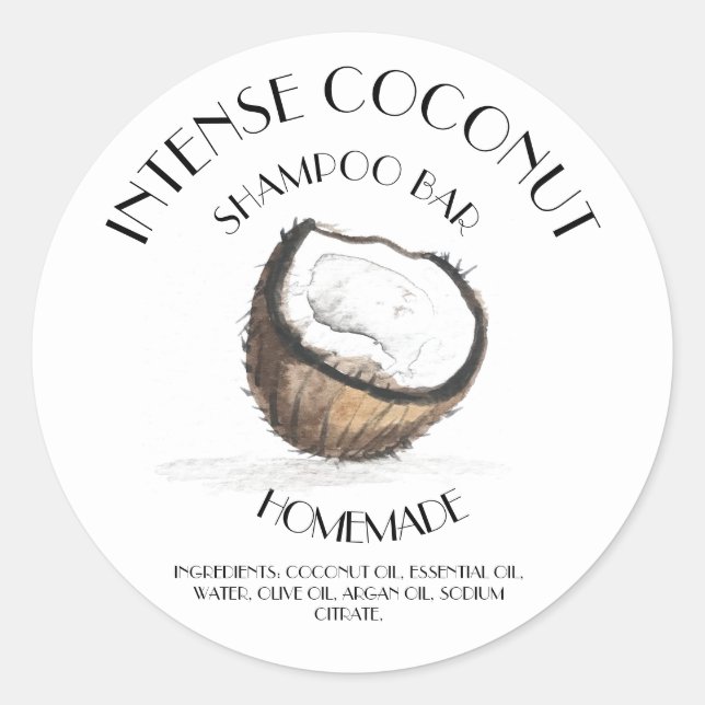 Sticker Rond Coconut Vanille Typographie Ingrédients Faits Mais (Devant)