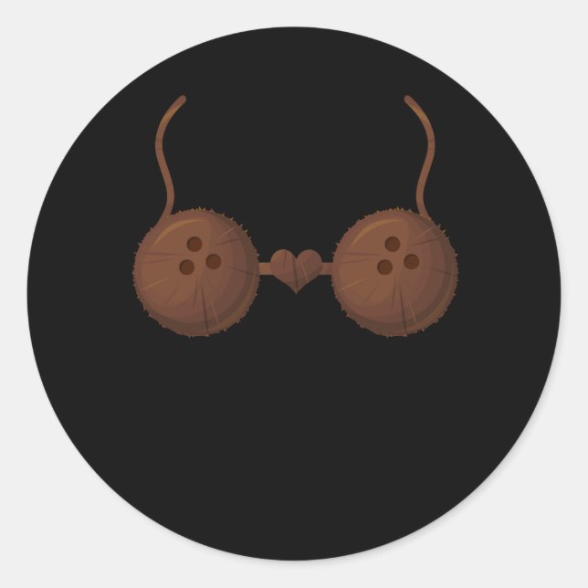 Sticker Rond Cocotier été vacances noix de coco Bra Halloween C (Devant)