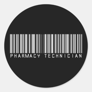 Sticker Rond Code barres de technicien de pharmacie