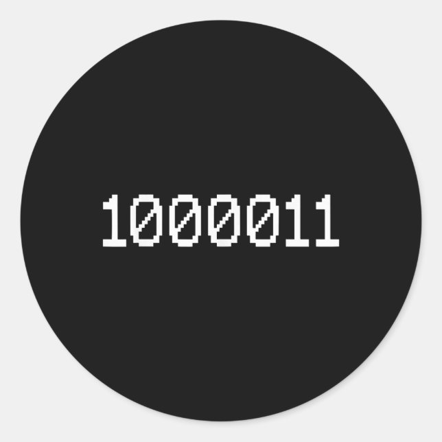 Sticker Rond Code binaire 1000011 67 Mème Informatique Codage D (Devant)