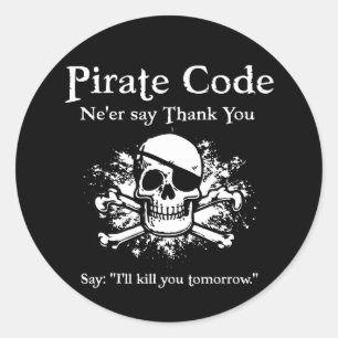 Sticker Rond Code pirate : Merci