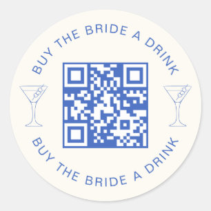 Sticker Rond Code QR Acheter Une Boisson à la Mariée Enterremen