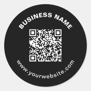Sticker Rond Code QR avec nom d'entreprise Texte circulaire gra