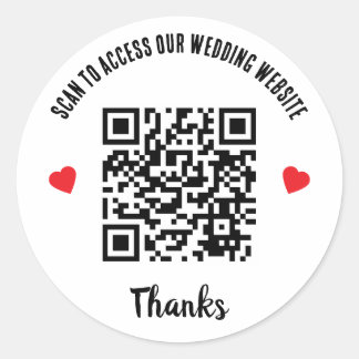 Sticker Rond Code QR Cœur Rouge Accès au site Web de mariage