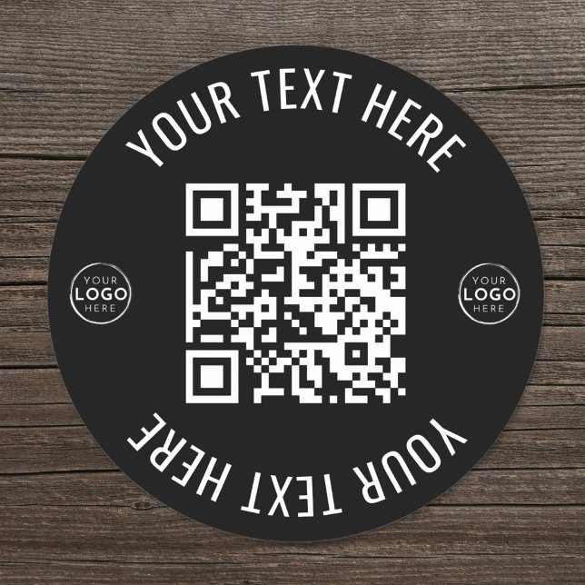 Sticker Rond Code QR d'analyse du logo de l'entreprise (Business Logo Scan QR Code Classic Round Sticker)