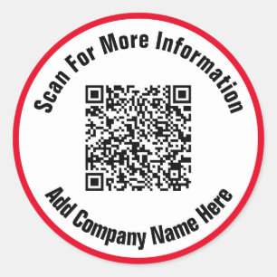 Sticker Rond Code QR de numérisation de texte blanc et rouge cl
