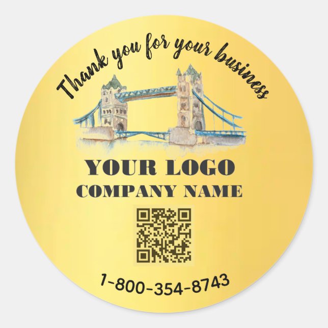 Sticker Rond Code QR de remerciement d'affaires avec logo perso (Devant)
