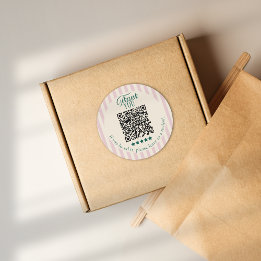 Sticker Rond Code QR de remerciement pour entreprise à rayures 