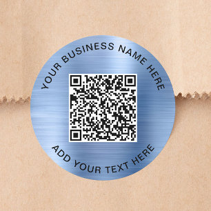 Sticker Rond Code QR Entreprise Bleu