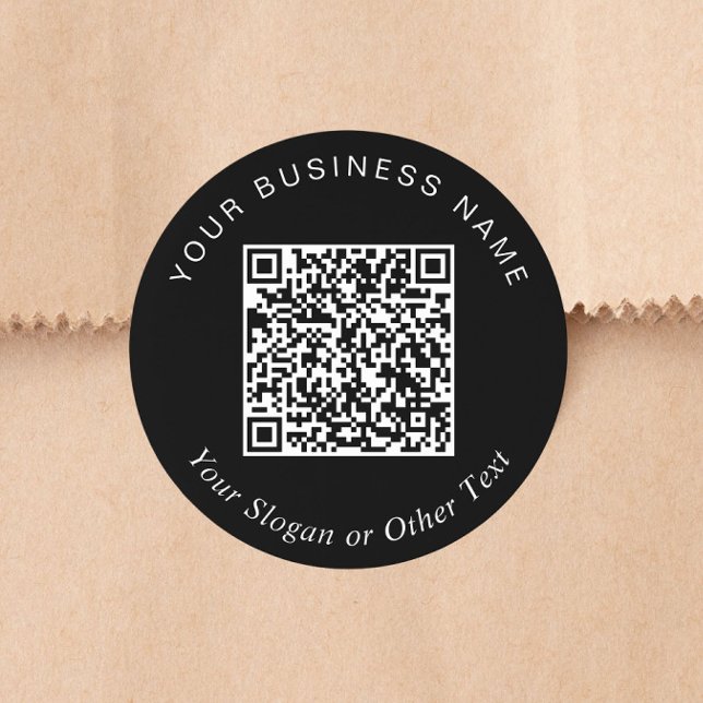 Sticker Rond Code QR Entreprise Noir (QR Code Business Black Classic Round Sticker)
