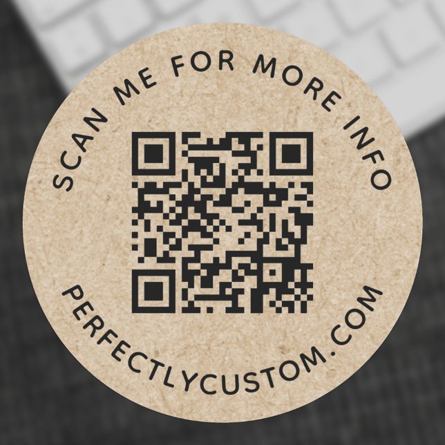 Sticker Rond Code QR et texte personnalisé apparence papier Kra (Créateur téléchargé)