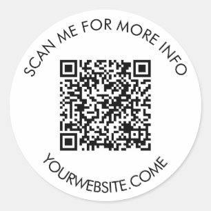 Sticker Rond Code QR et texte personnalisé rond blanc & noir 
