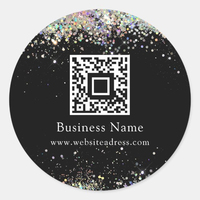 Sticker Rond Code QR Holographique Parties scintillant commerci (Devant)