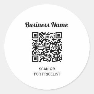 Sticker Rond Code QR Info minimale Noir Et Blanc Basique Clair