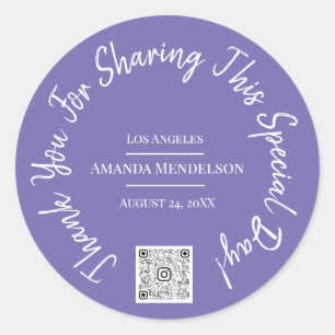 Sticker Rond Code QR Logo Jour Spécial Merci Violet