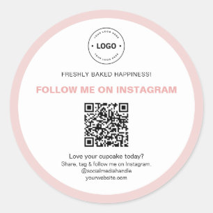 Sticker Rond Code QR Logo Réseaux Sociaux Entreprise Boulangeri