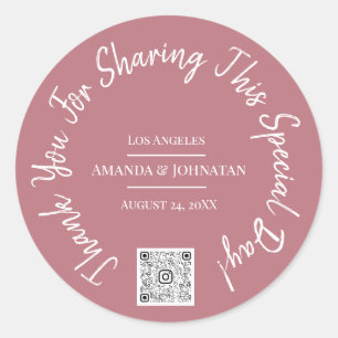 Sticker Rond Code QR Logo Rose Classique Merci pour une journée