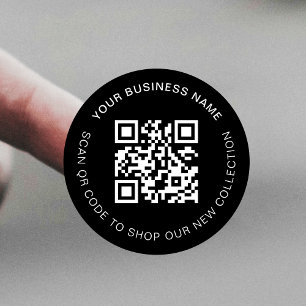 Sticker Rond Code QR minimaliste Black Moderne