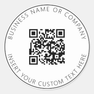 Sticker Rond Code QR minimaliste Entreprise Blanc Simple