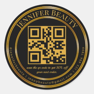 Sticker Rond code qr minimaliste entreprise or noir