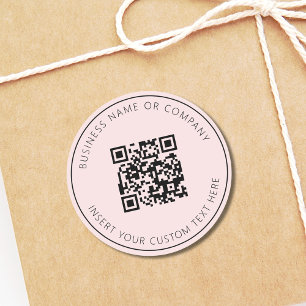 Sticker Rond Code QR minimaliste rose simple