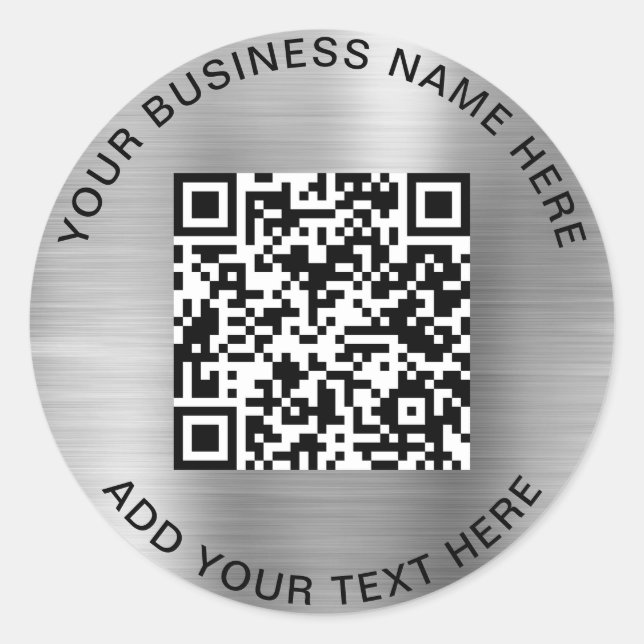 Sticker Rond Code QR ou logo promotionnel Argent classique rond (Devant)