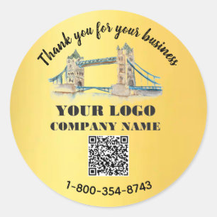 Sticker Rond Code QR personnalisé avec logo de remerciement pou
