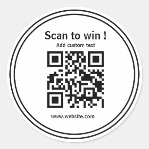 Sticker Rond code qr personnalisé concours url blanc simple Sti