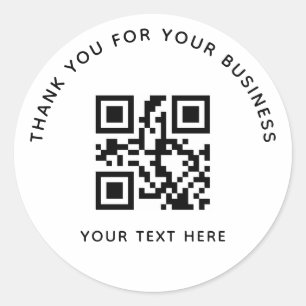 Sticker Rond Code QR personnalisé de remerciement d'affaires bl
