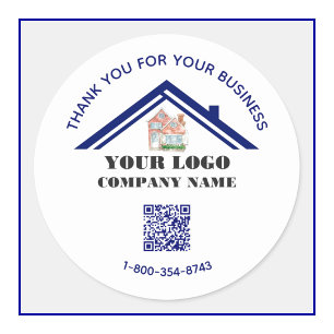 Sticker Rond Code QR personnalisé du logo du Merci d'affaires