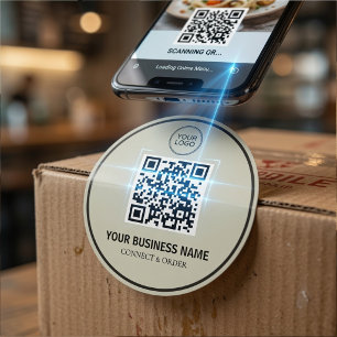 Sticker Rond Code QR personnalisé pour entreprise Logo person