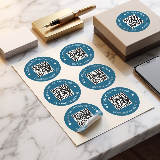 Sticker Rond Code QR personnalisé Rond Vinyle Imperméable Entre (Custom QR Code Round Vinyl Waterproof Business Classic Round Sticker)