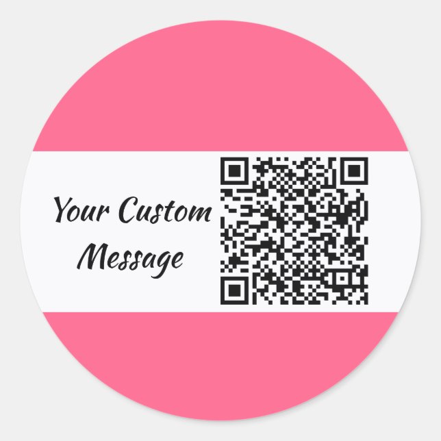 Sticker Rond Code QR personnalisé rose tendance (Devant)