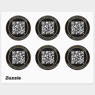 Sticker Rond Code QR personnalisé Texte noir blanc classique