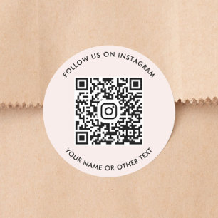 Sticker Rond Code QR 'Suivez-nous sur Instagram' Rose
