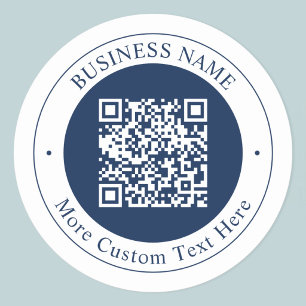 Sticker Rond Code QR & Texte personnalisables Bleu marine fon