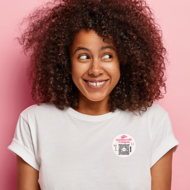 Sticker Rond Code QR Venmo de la future mariée Payez un verre à (Bachelorette Venmo Sticker)