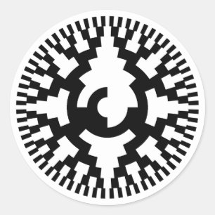 Sticker Rond Codeur rotatif de code gris 8 bits